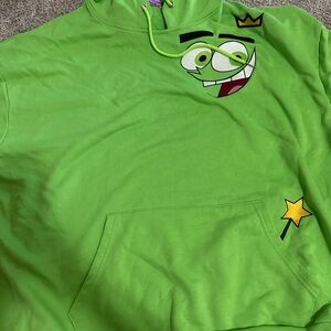 Green cosmo Hoodie with Cartoon Design